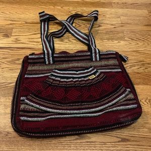 Mexican Dark Red/Black/Tan Shoulder Bag / Purse